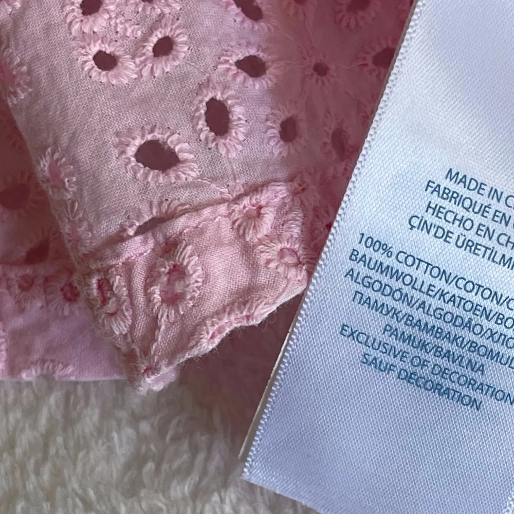 NWOT Ralph Lauren Pink Eyelet Ruffle Top 12 Month